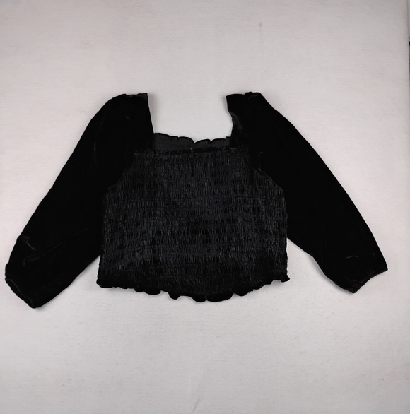 NWT Torrid Velvet Smocked Blouson Sleeve Top In Black Size Women's 3X - Picture 4 of 7